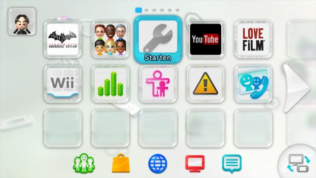 Das Hauptmenü der Wii U